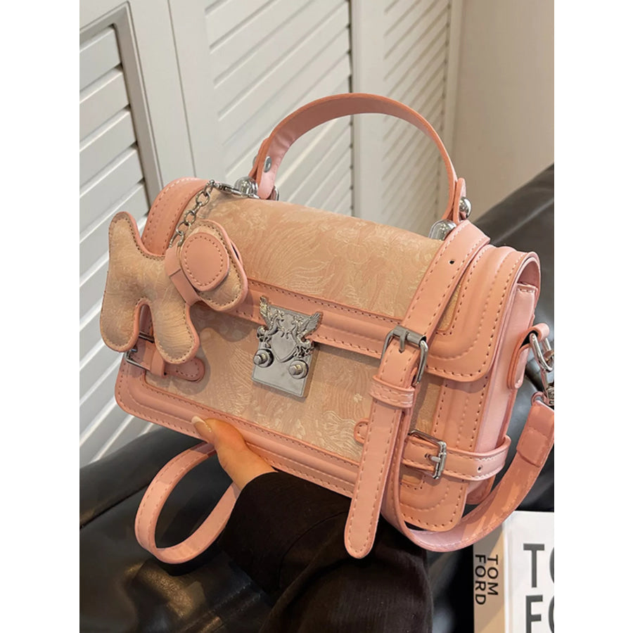 Adjustable Strap Flap Crossbody Bag Pink / One Size Apparel and Accessories