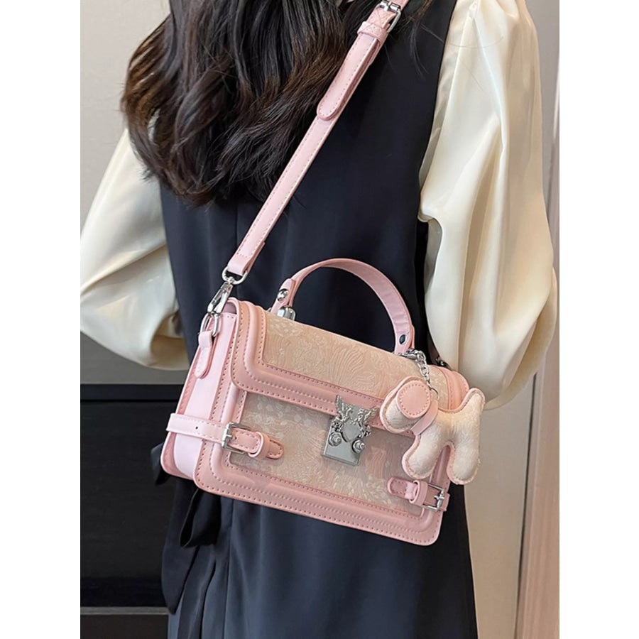Adjustable Strap Flap Crossbody Bag Pink / One Size Apparel and Accessories
