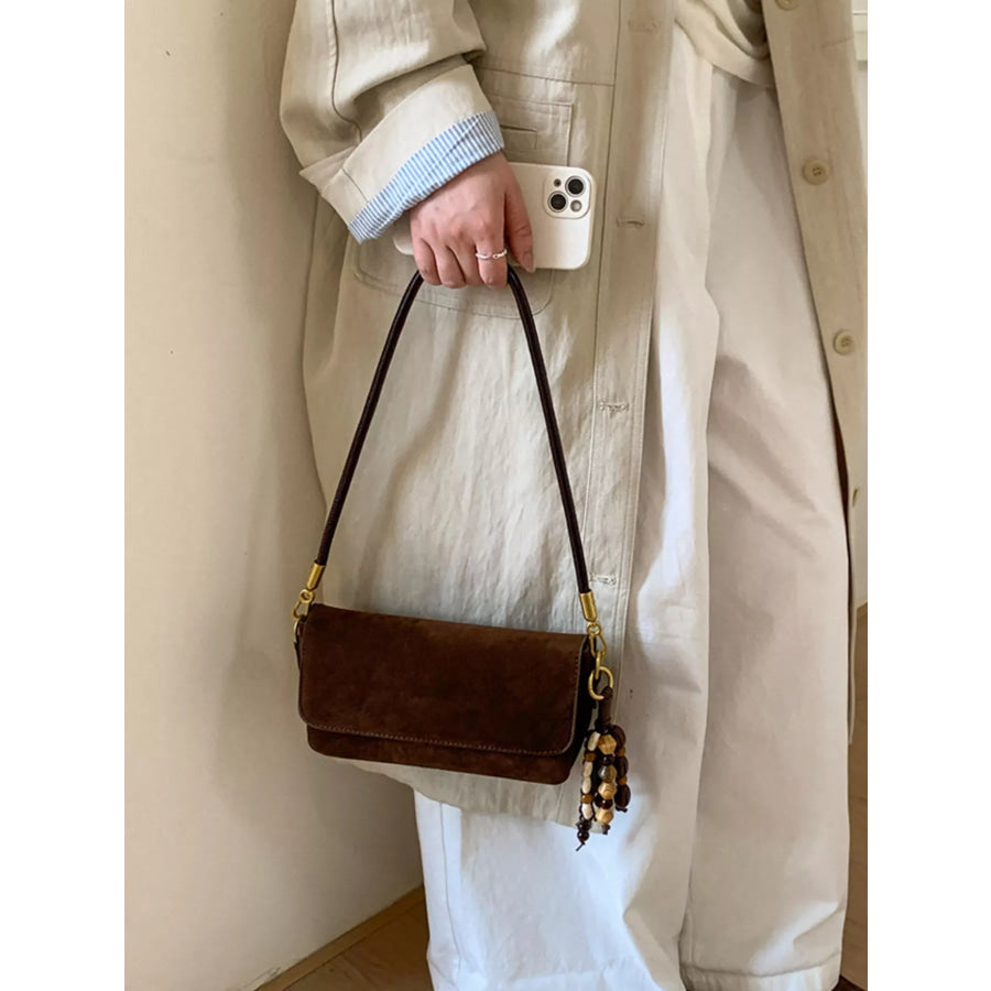 Adjustable Strap Flap Shoulder Bag Brown / One Size Apparel and Accessories