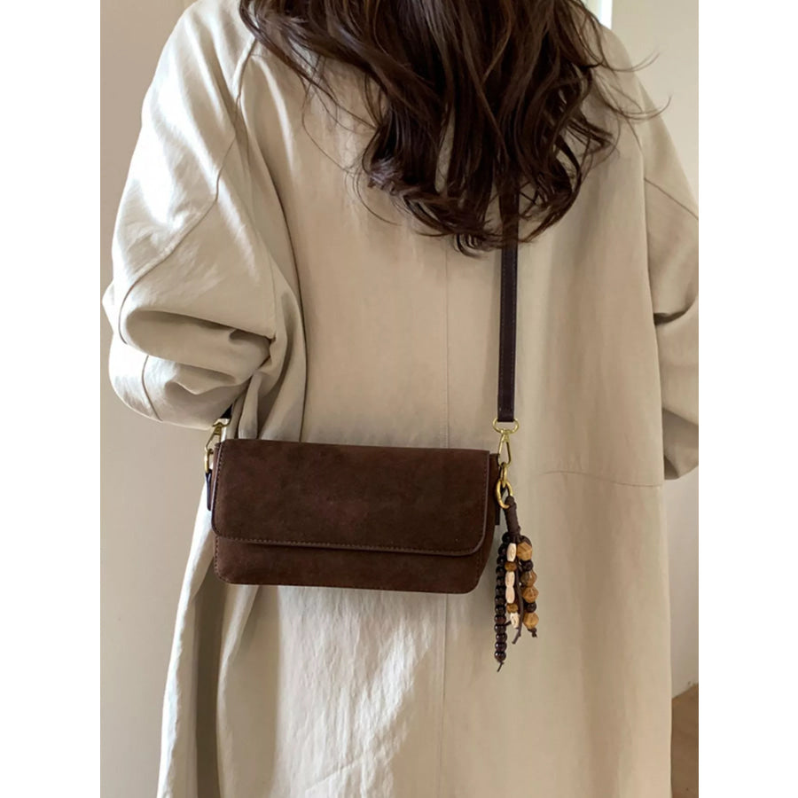 Adjustable Strap Flap Shoulder Bag Brown / One Size Apparel and Accessories