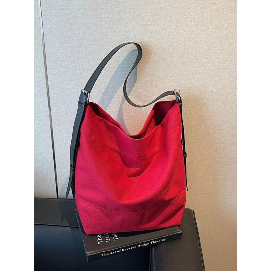 Adjustable Strap Handbag Burgundy / One Size Apparel and Accessories