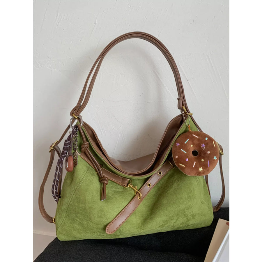 Adjustable Strap Handbag with Charm Sage / One Size Apparel and Accessories