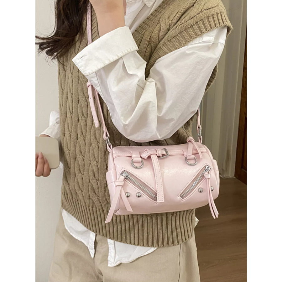 Adjustable Strap Leather Shoulder Bag Pink / onesize Apparel and Accessories