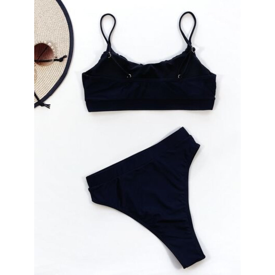 Adjustable Strap Ruched Two - Piece Swim Set Apparel and Accessories