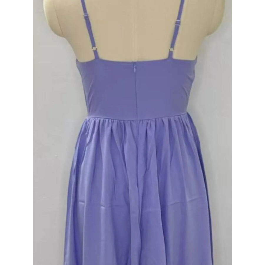 Adjustable Strap Scoop Neck Midi Dress Apparel and Accessories