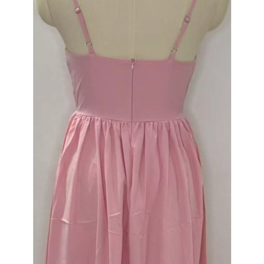 Adjustable Strap Scoop Neck Midi Dress Apparel and Accessories