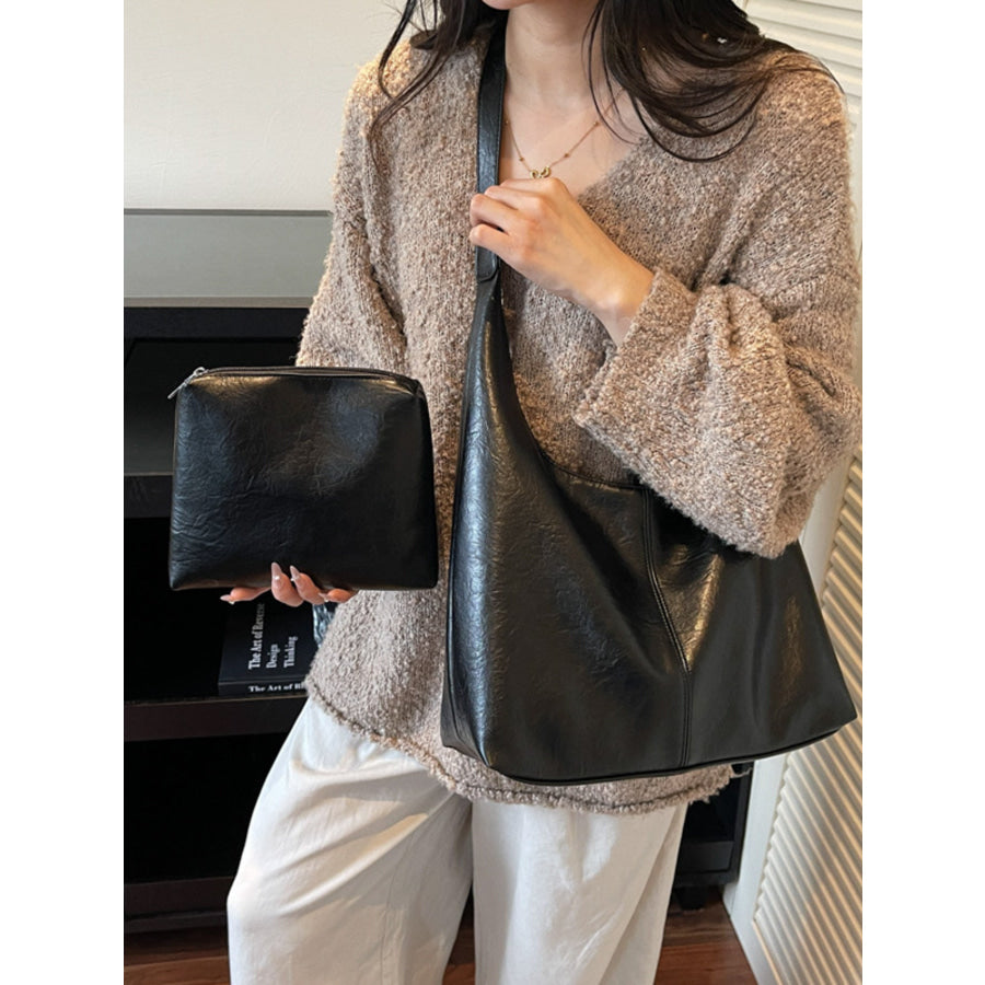 Adjustable Strap Shoulder Bag Black / One Size Apparel and Accessories