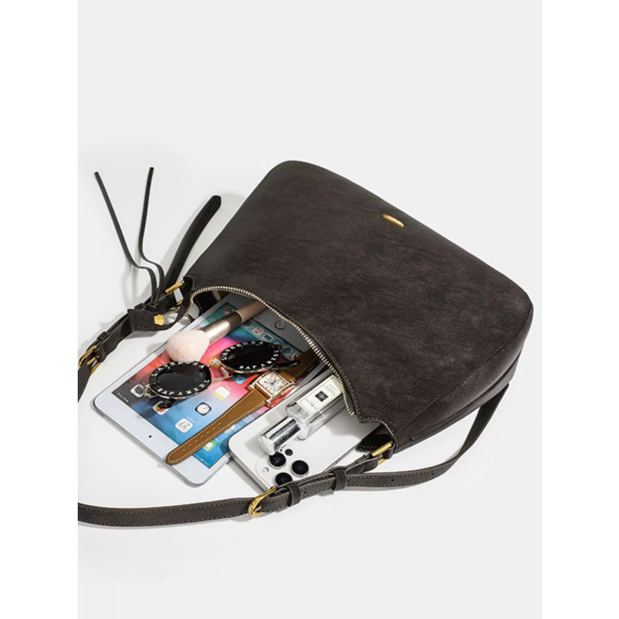 Adjustable Strap Shoulder Bag Coffee / One Size Apparel and Accessories
