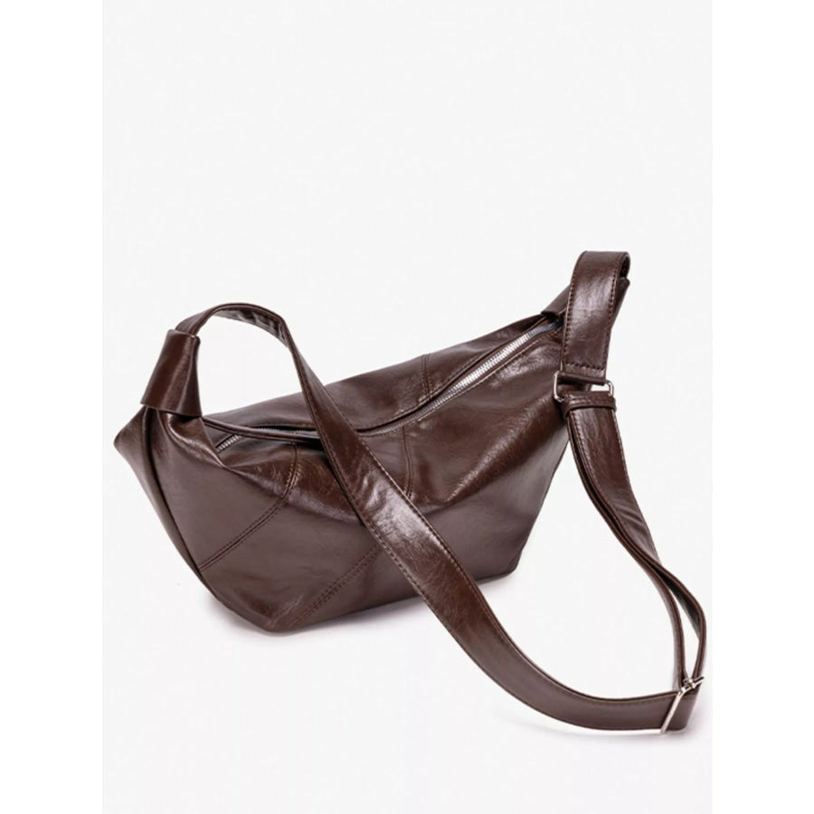Adjustable Strap Shoulder Bag Coffee / One Size Apparel and Accessories