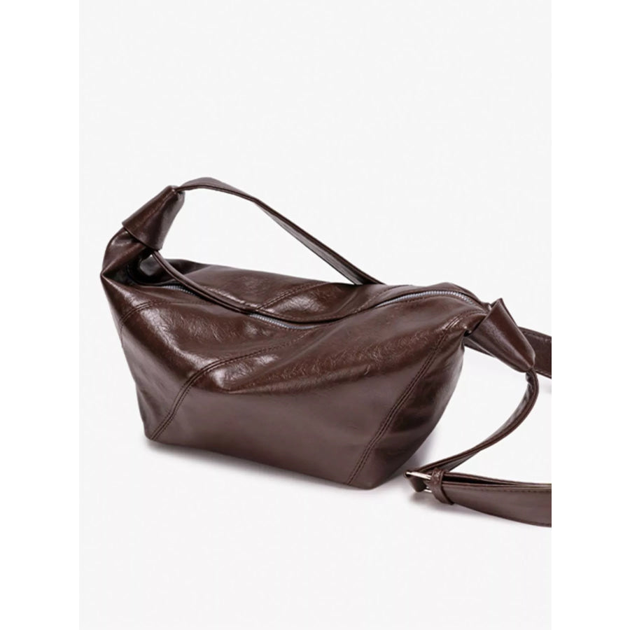Adjustable Strap Shoulder Bag Coffee / One Size Apparel and Accessories