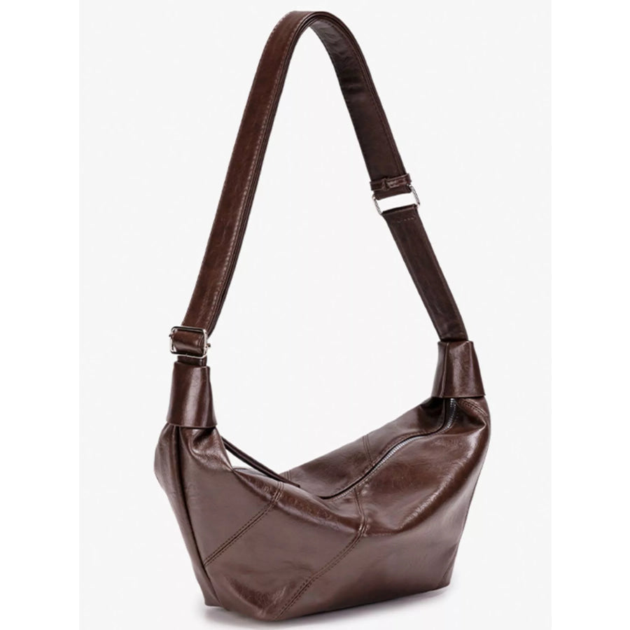 Adjustable Strap Shoulder Bag Coffee / One Size Apparel and Accessories