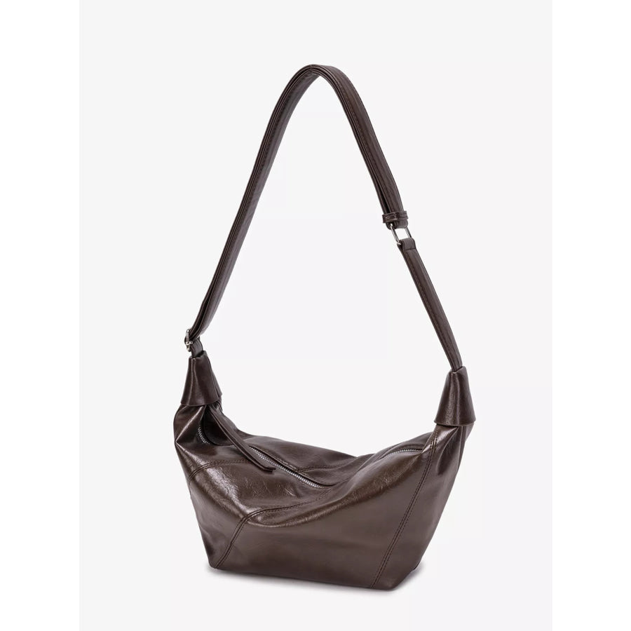 Adjustable Strap Shoulder Bag Coffee / One Size Apparel and Accessories