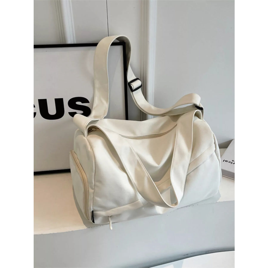 Adjustable Strap Solid Color Travel Bag White / One Size Apparel and Accessories