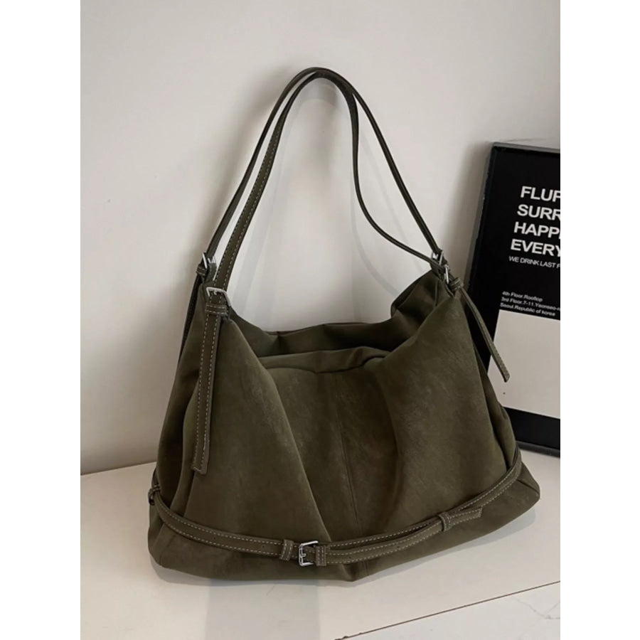 Adjustable Strap Suede Handbag Green / onesize Apparel and Accessories