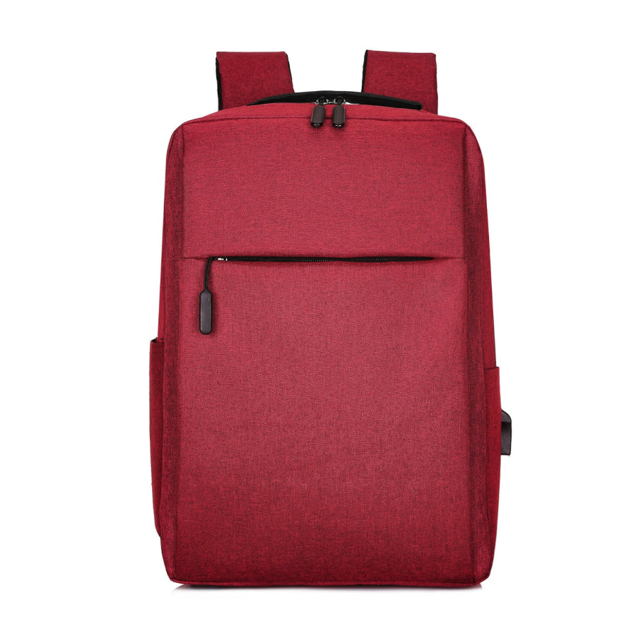 Adjustable Straps Oxford Cloth Backpack Bag Burgundy / One Size Apparel and Accessories