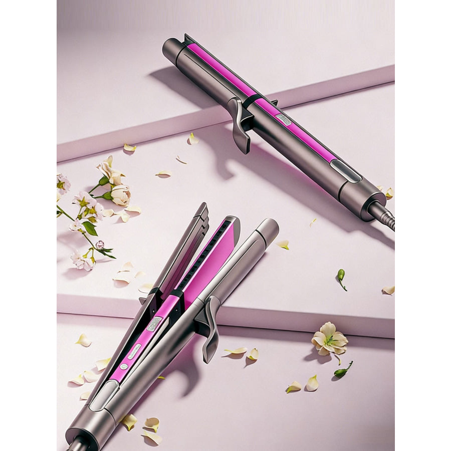 Adjustable Temperature Hair Straightener & Curler Gray / European plug Apparel and Accessories
