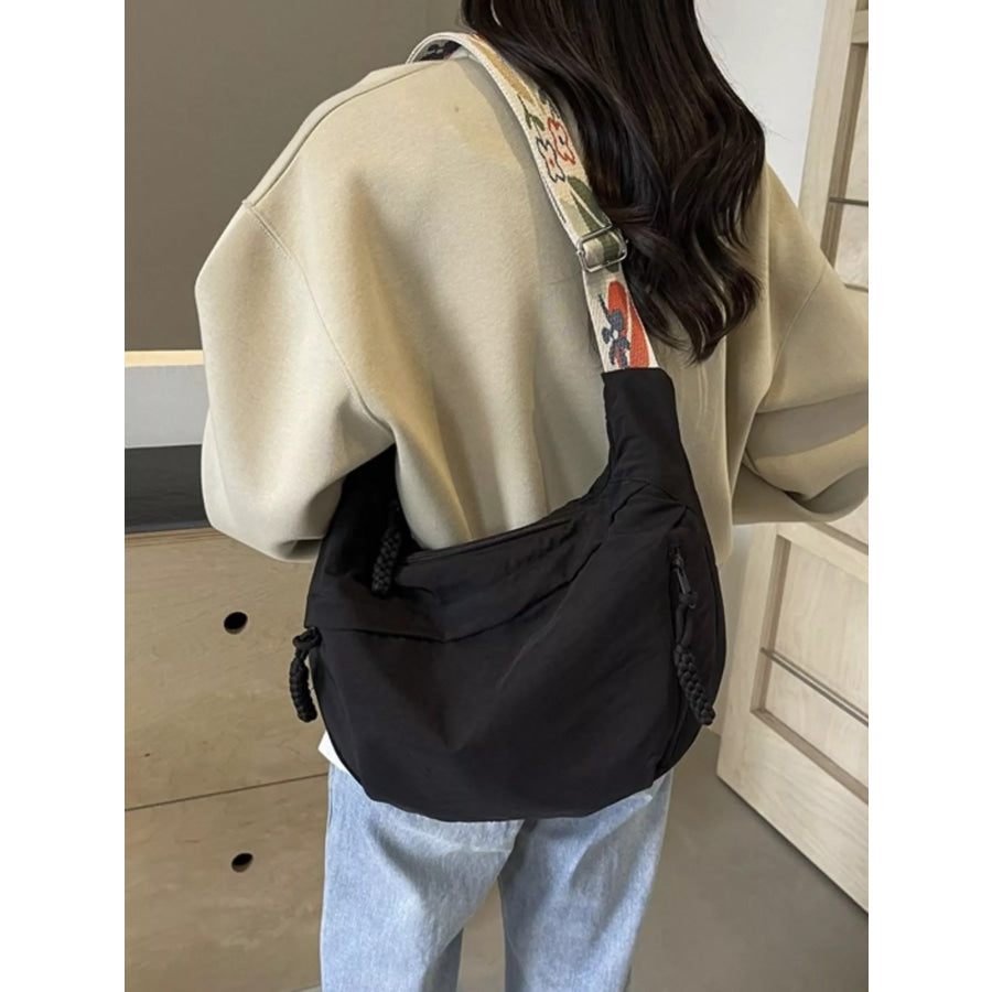 Adjustable Wide Strap Crossbody Bag Black / One Size Apparel and Accessories