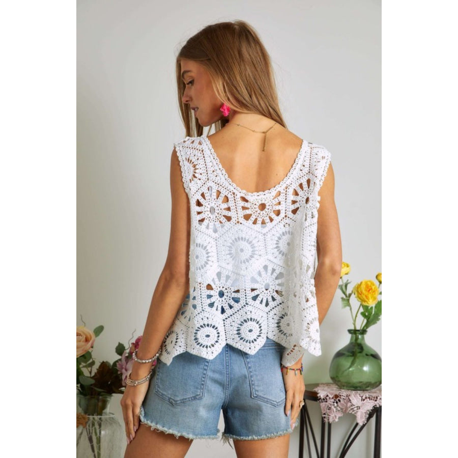 ADORA Crochet Wide Strap Knit Cover Up White / One Size Apparel and Accessories