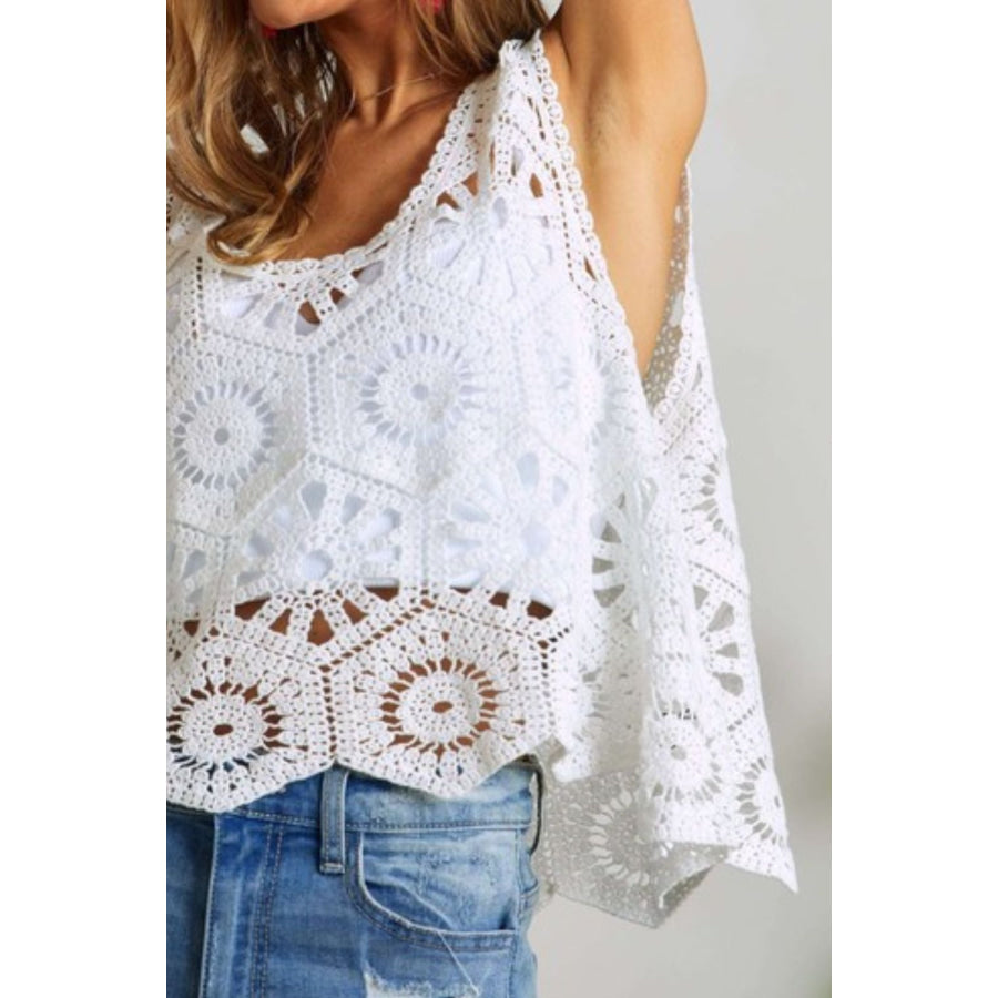 ADORA Crochet Wide Strap Knit Cover Up White / One Size Apparel and Accessories