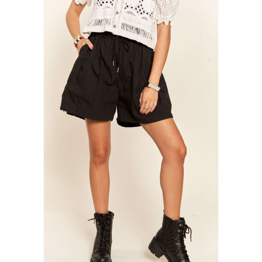 ADORA Drawstring Shorts with Pockets Black / S Apparel and Accessories