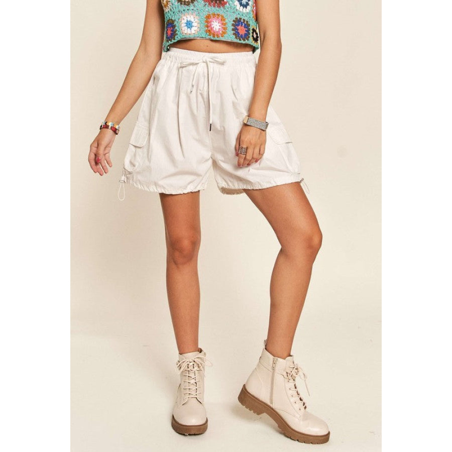 ADORA Drawstring Shorts with Pockets White / S Apparel and Accessories