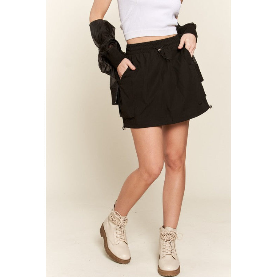 ADORA Drawstring Skort with Pockets Black / S Apparel and Accessories