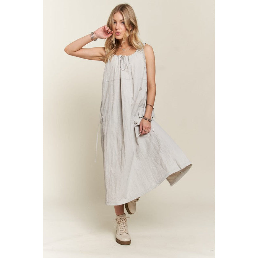 ADORA Drawstring Slit Back Cargo Dress Apparel and Accessories