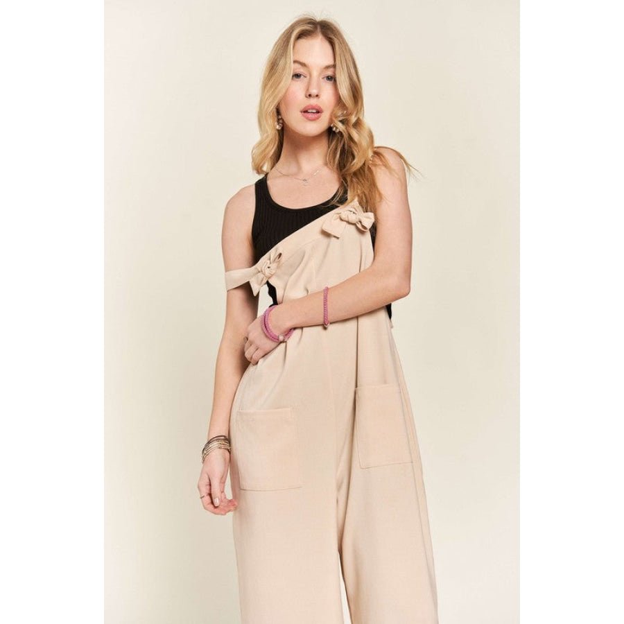 ADORA Knotted Wide Strap Wide Leg Overalls Apparel and Accessories