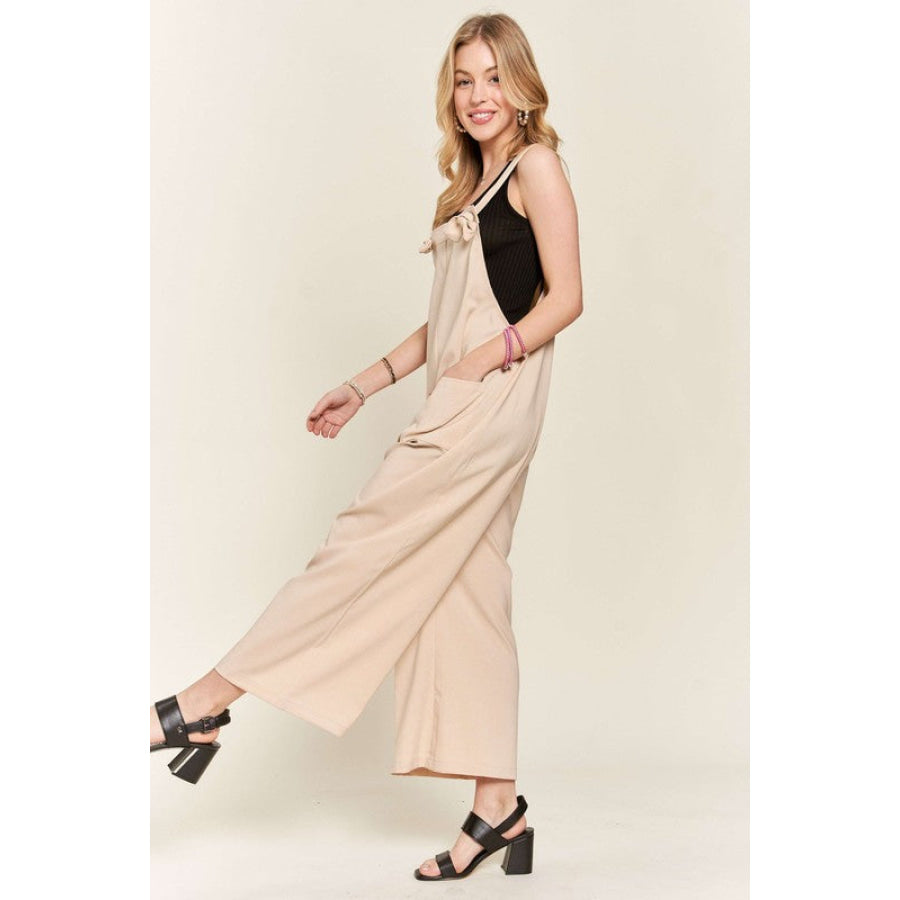 ADORA Knotted Wide Strap Wide Leg Overalls Apparel and Accessories