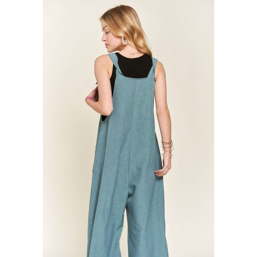 ADORA Knotted Wide Strap Wide Leg Overalls Apparel and Accessories