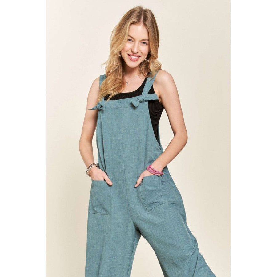 ADORA Knotted Wide Strap Wide Leg Overalls Apparel and Accessories