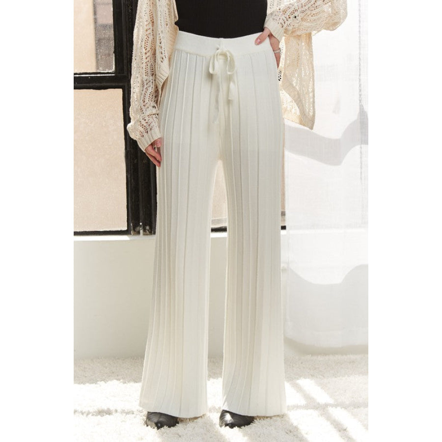 ADORA Tied Wide Leg Knit Pants Apparel and Accessories