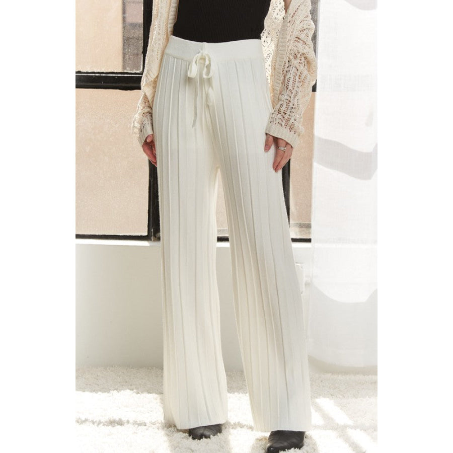 ADORA Tied Wide Leg Knit Pants Apparel and Accessories