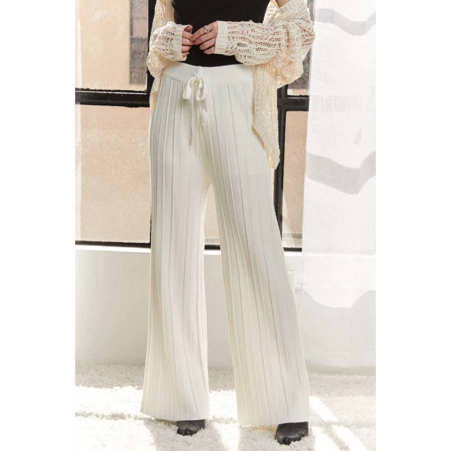 ADORA Tied Wide Leg Knit Pants Apparel and Accessories