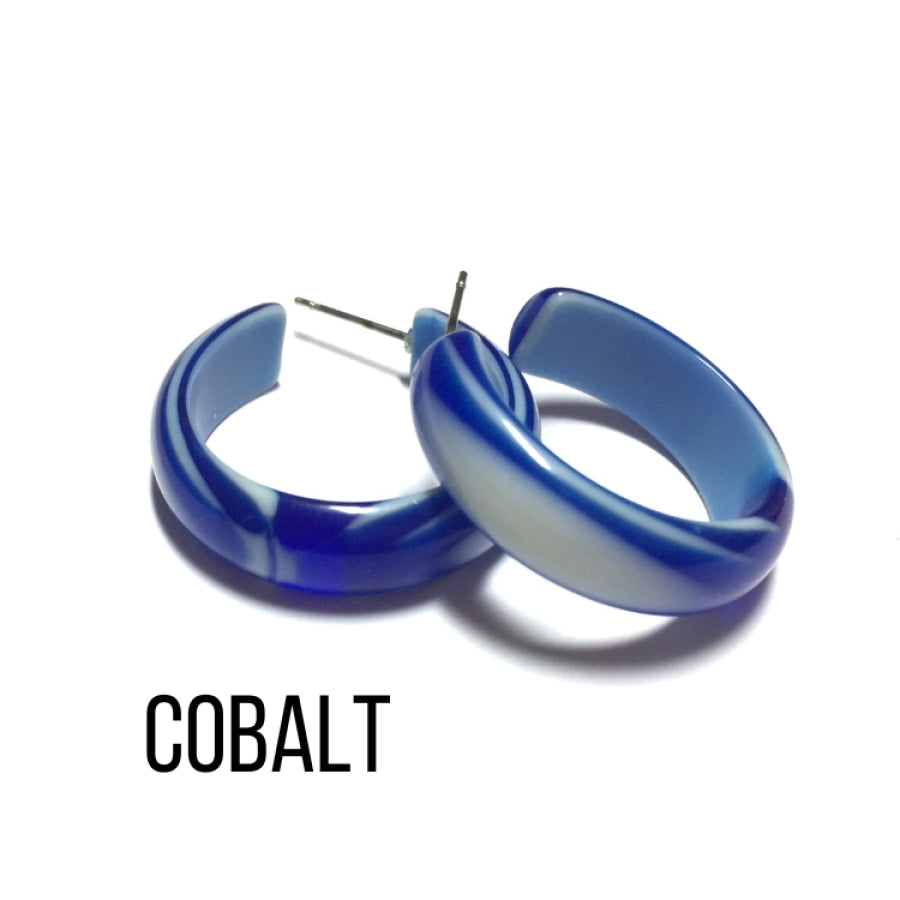 Agate Striped Simple Lucite Hoop Earrings Cobalt Agate Hoop Earrings