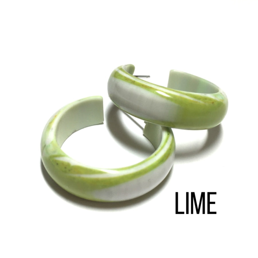 Agate Striped Simple Lucite Hoop Earrings Lime Agate Hoop Earrings