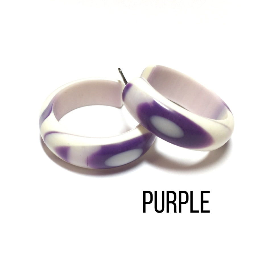 Agate Striped Simple Lucite Hoop Earrings Purple Agate Hoop Earrings