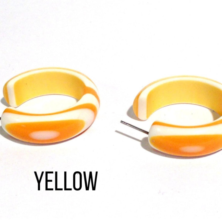 Striped Hoop Plastic Earrings - Orange