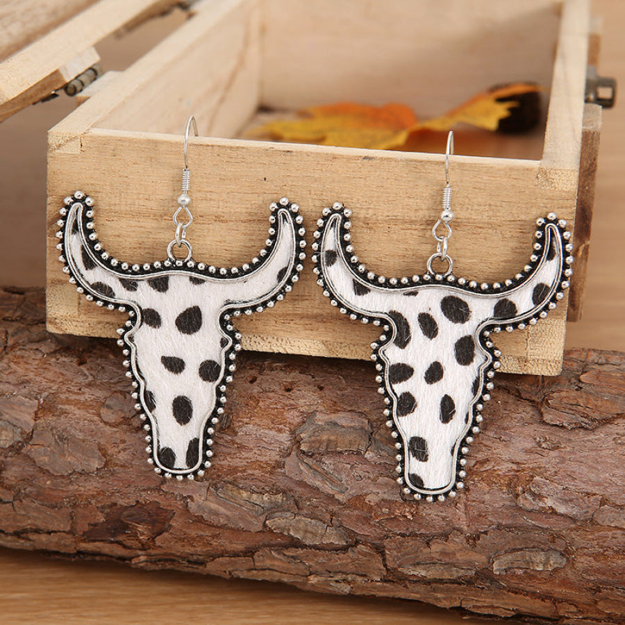 Alloy Animal Print Cow Head Earrings Apparel and Accessories