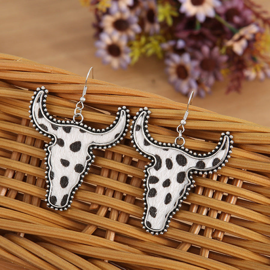 Alloy Animal Print Cow Head Earrings Apparel and Accessories