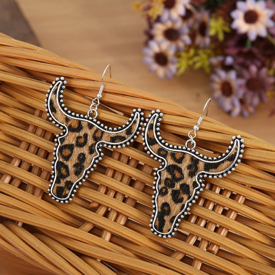 Alloy Animal Print Cow Head Earrings Apparel and Accessories