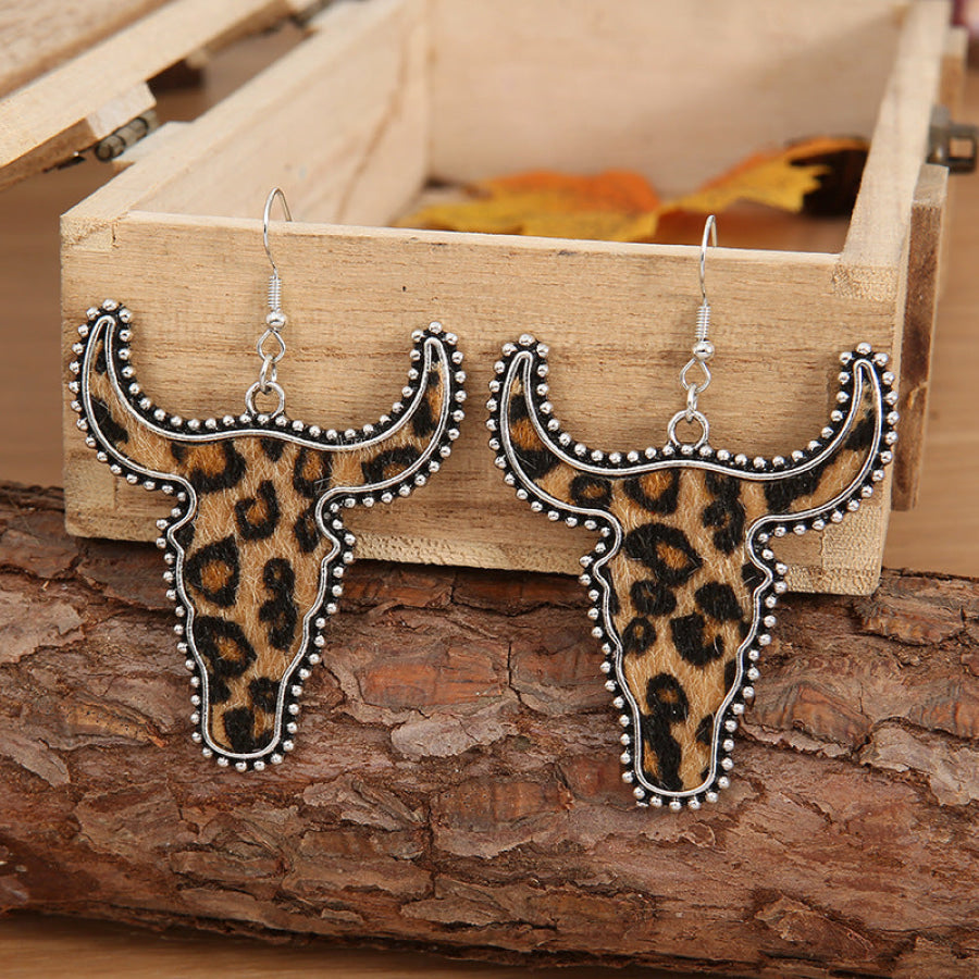 Alloy Animal Print Cow Head Earrings Apparel and Accessories