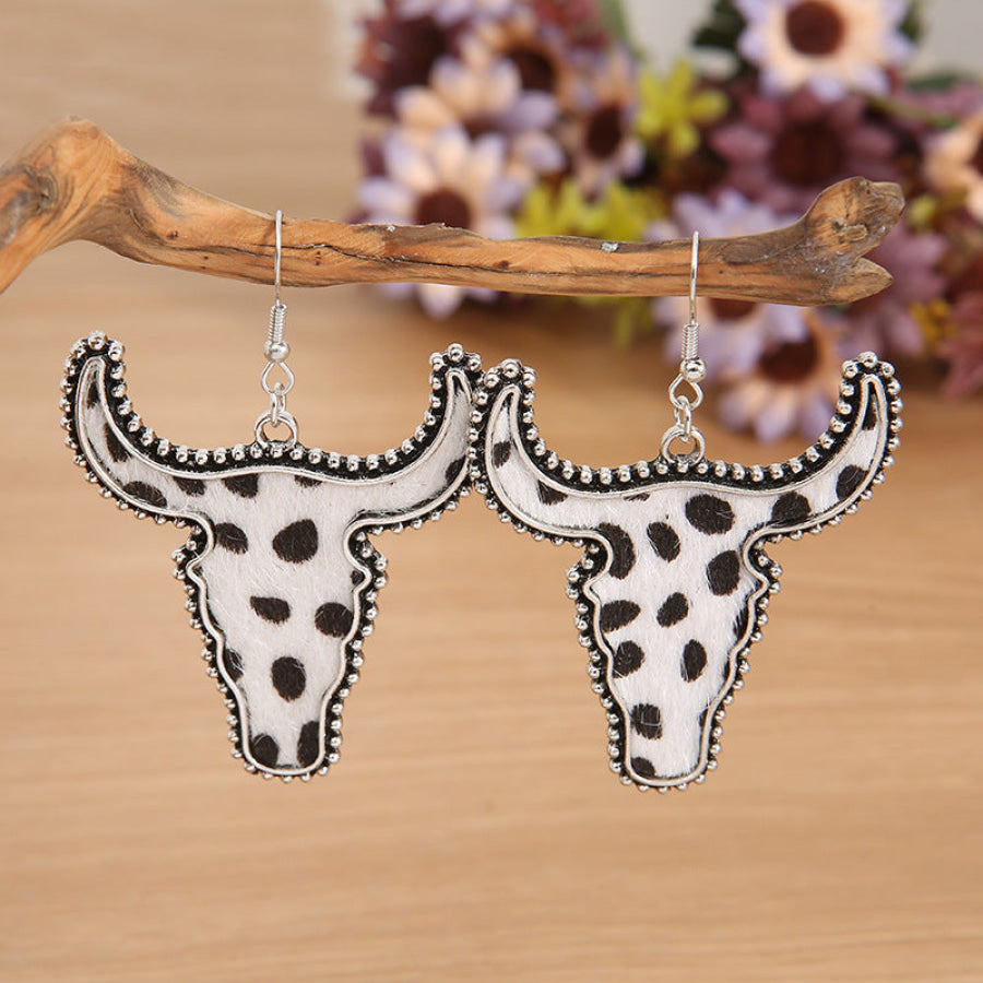 Alloy Animal Print Cow Head Earrings Apparel and Accessories