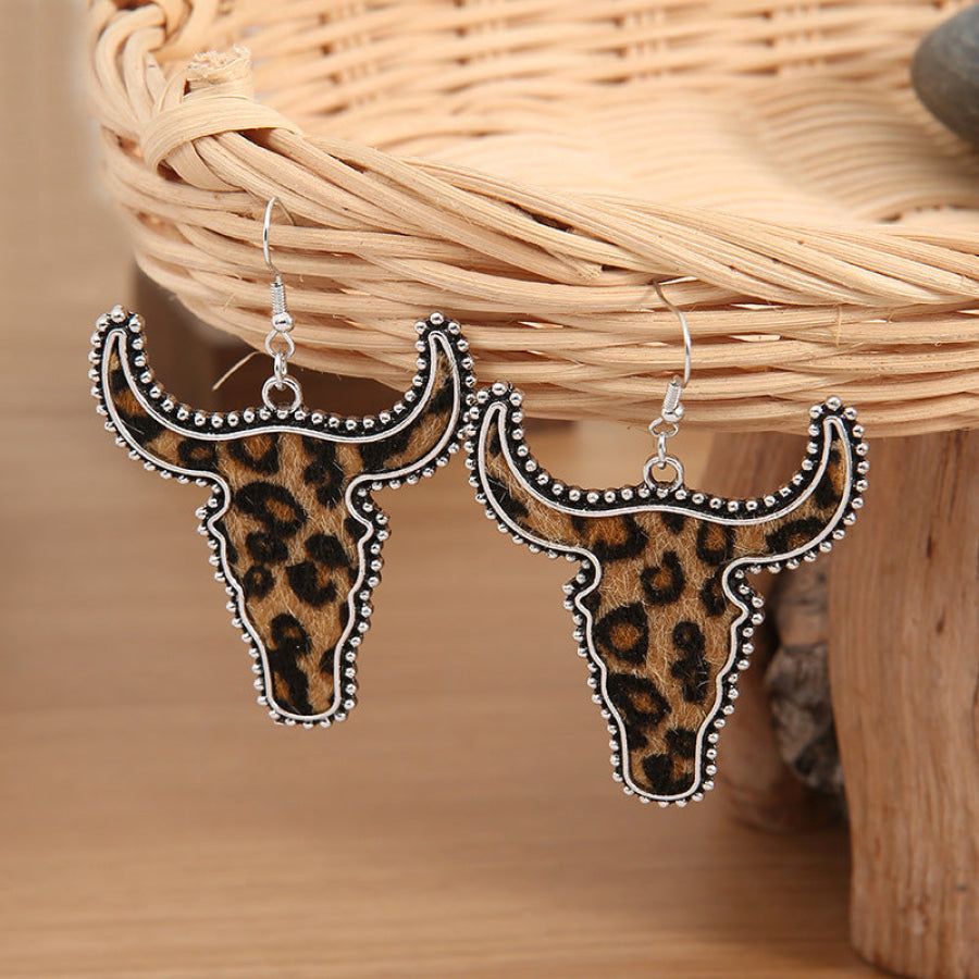 Alloy Animal Print Cow Head Earrings Apparel and Accessories