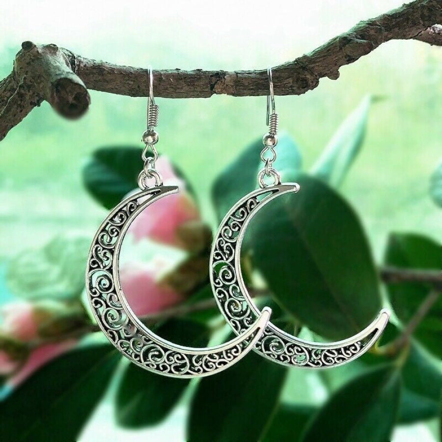 Alloy Cutout Moon Earrings Apparel and Accessories