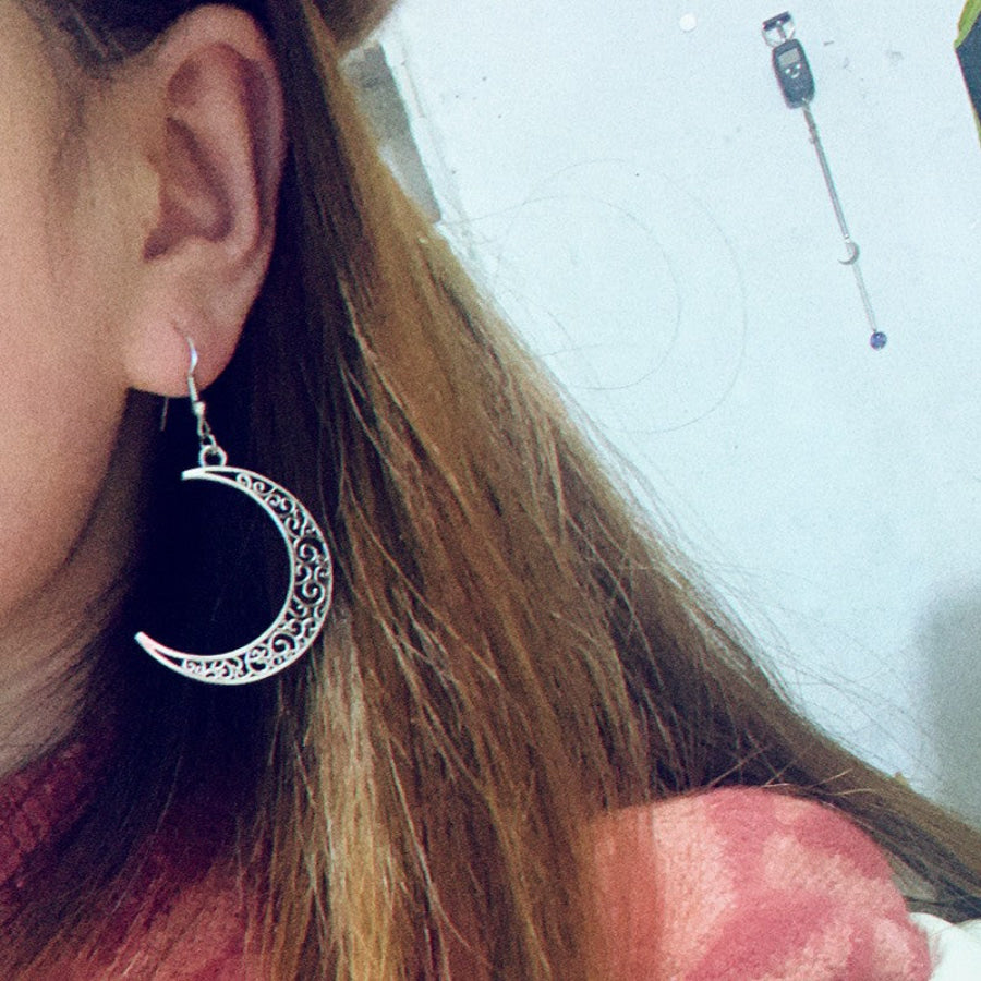 Alloy Cutout Moon Earrings Apparel and Accessories