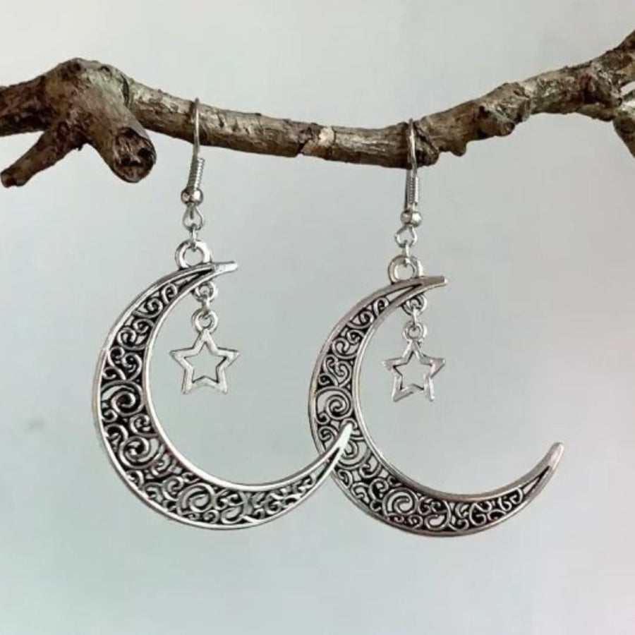 Alloy Cutout Moon Earrings Moon&amp;Star / One Size Apparel and Accessories