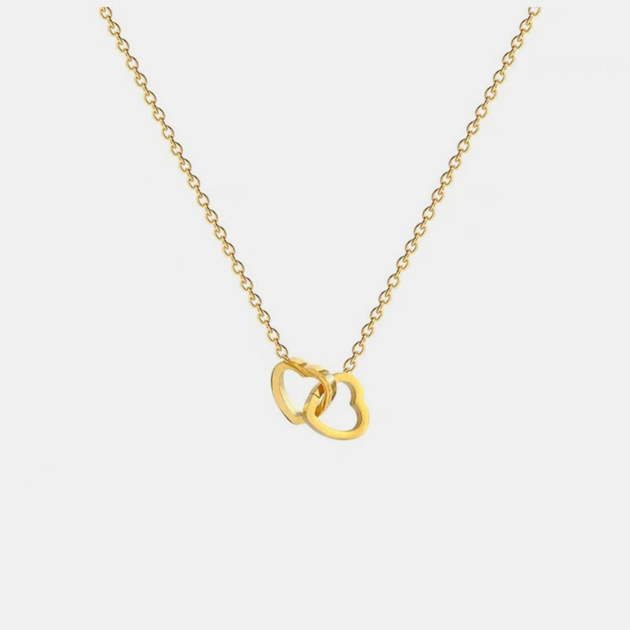 Alloy Double Heart Necklace Gold / One Size Apparel and Accessories
