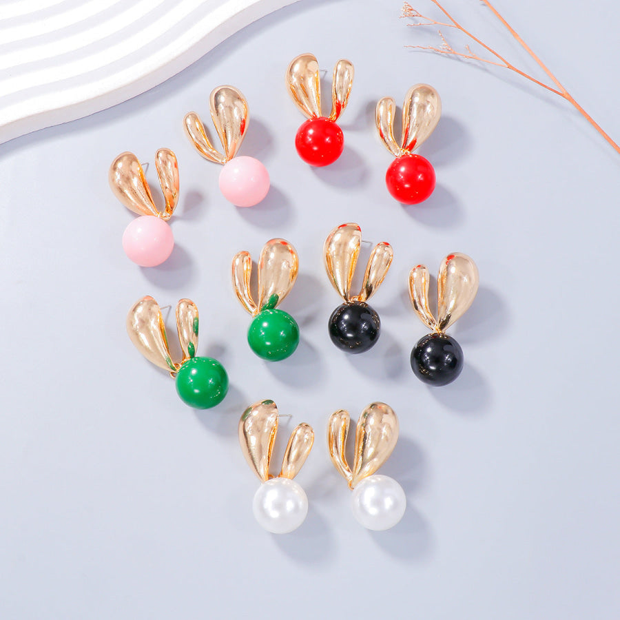 Alloy Drip Oil Bunny Earrings Apparel and Accessories