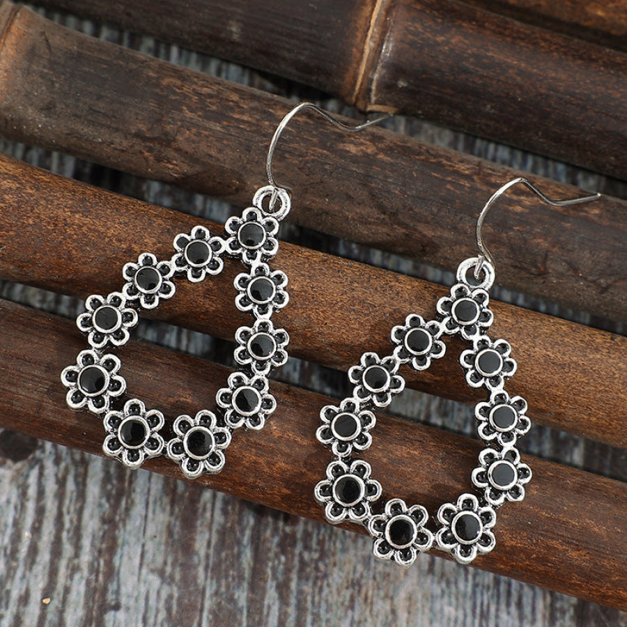 Alloy Flower Teardrop Shape Earrings Silver / One Size Apparel and Accessories